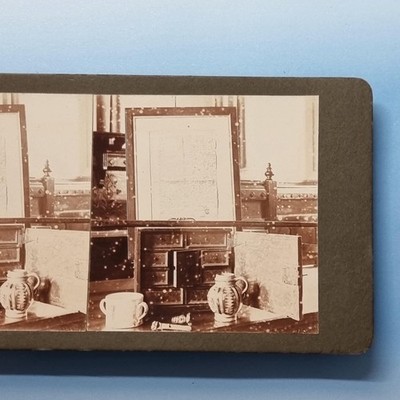 Bedford Stereoview um 1915 Echtfoto F.Schrader Bunyan Pilger Fortschrittseffekte