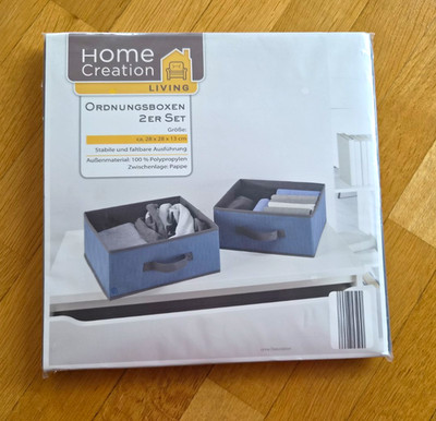 Home Creation Aufbewahrungsboxen 2er Set 28x31x15 cm PP-Vlies blau mit Deckel