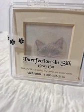 Rare KREINIK Purrfection In Silk "Gray Cat"  Kit NEW Hand Embroidery 