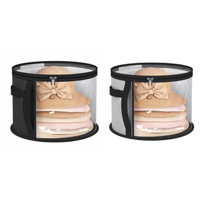 Foldable Round Brim Hat Storage Bag Wear-Resistant Caps Organizer with Handle