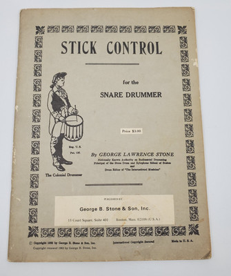 Vintage 1985 Printing Stick Control for the Snare Drummer George Lawrence Stone