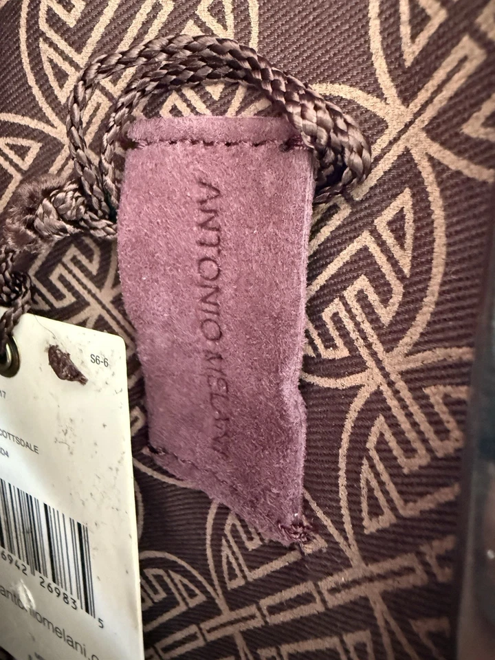 💜 Bolso sin asas Antonio Melani Berry de gamuza - Cuero genuino - Nuevo con etiquetas Foto 4 de 4