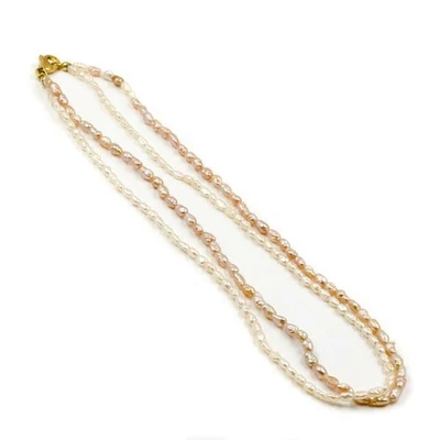 Collier Kette mit Perlen 2-reihig Schließe in 8 Kt. 333 Gold 42 cm - Bild 1 von 4