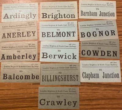 LONDON, BRIGHTON & SOUTH COAST Railway Luggage Labels X 13