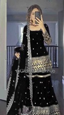 Presenting Heavy Vichitra Silk Black Top Palazzo With Dupatta For Function Wear