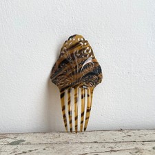 Vintage Faux Tortoise Shell Carved Filigree Hair Comb Celluloid Mantilla