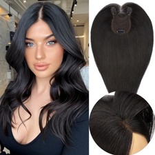 100 Real Clip in Human Hair Toppers with Curtain Bangs Lace Base Hair Piece US