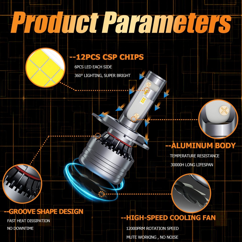 2X 9003 H4 LED Headlight Bulbs Kit High Low Beam For 2014-2020 ...