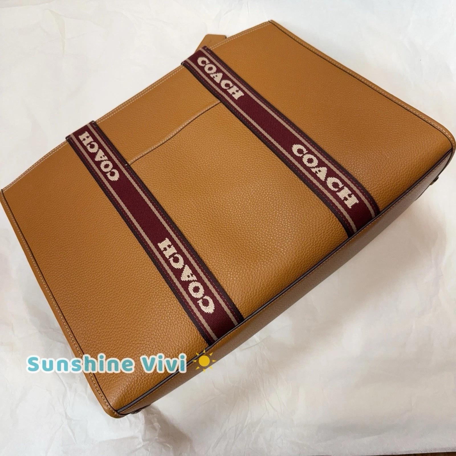 Borsa Coach grande Smith nuova con etichette in pelle di ciottoli CM716 penny multi marrone