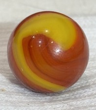 Vintage Akro Agate Corkscrew Marble Orange Ketchup Red  Mustard Yellow 0.73  