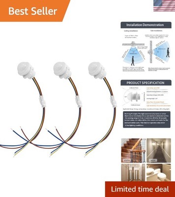 Smart Detection Motion Sensor Switch - 3 Pack with 30 Sec Delay Function
