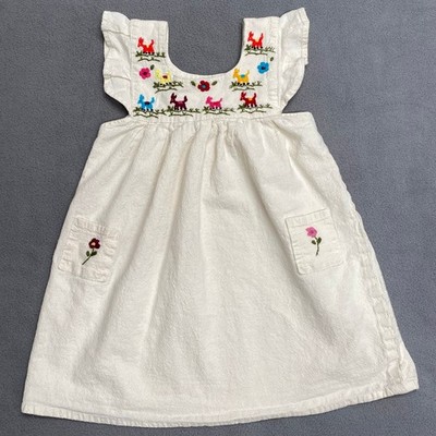 Mexican? Embroidered Sundress Girls No Tag 18/24mos? Cream Folk Cottagecore Cute