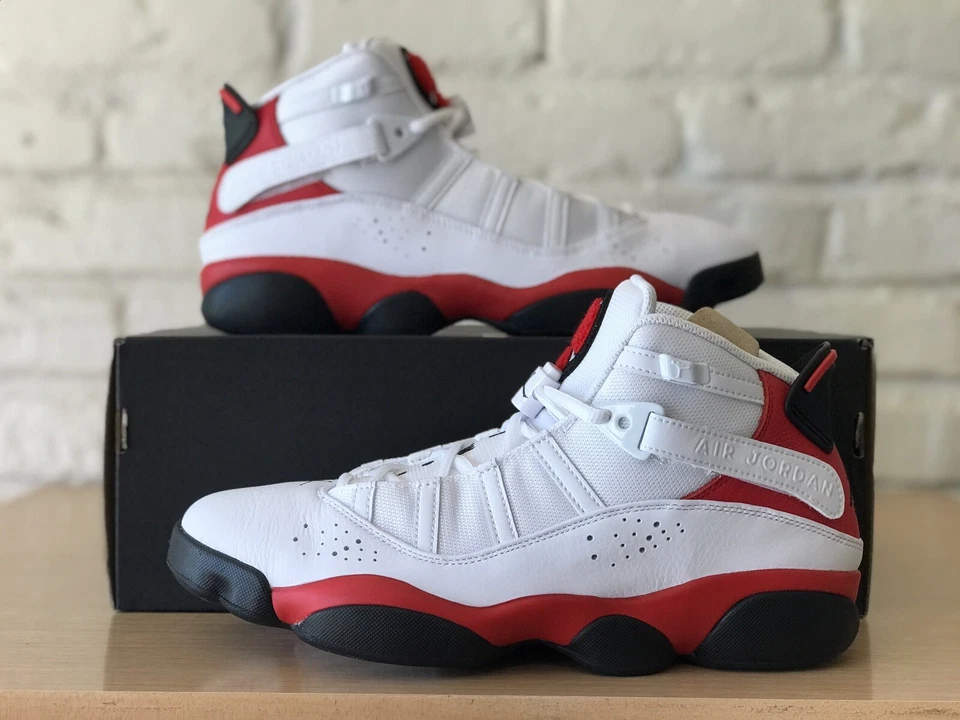 Nike Air Jordan 6 Rings Cherry Men 9.5 White Black University Red 322992-126 New - Image 2 of 4