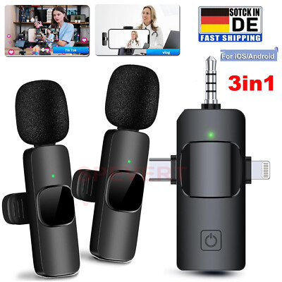 Wireless Lavalier Mikrofon Mini Ansteckmikrofon Bluetooth Handy-Live-Stream DE