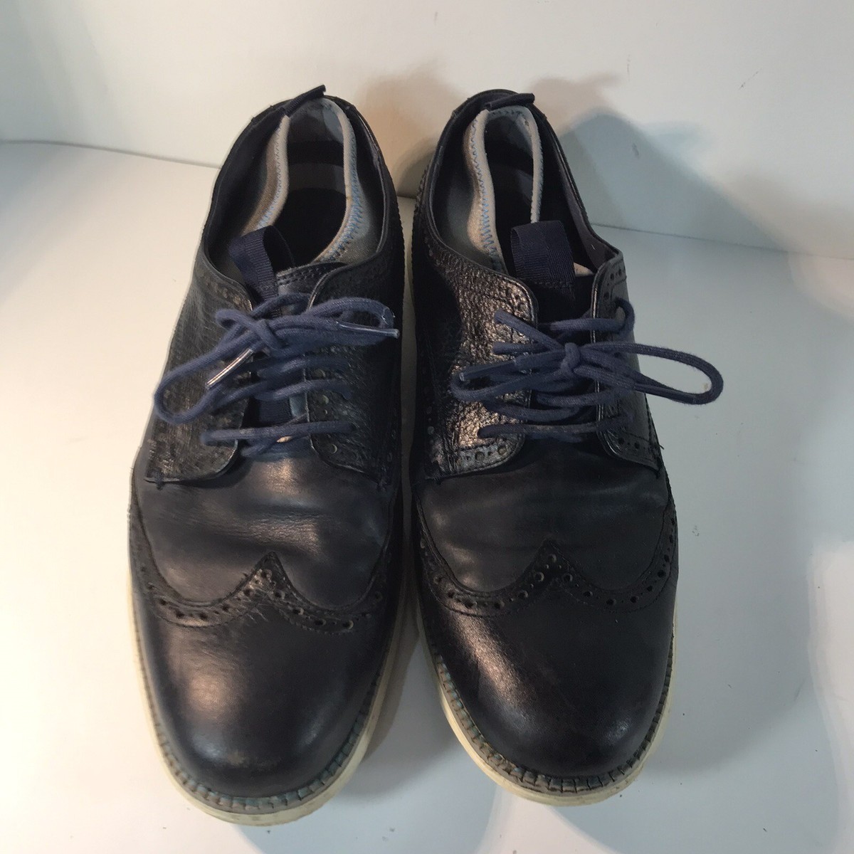Cole Haan Grand OS Navy Leather Wingtip Lace Up Shoes Mens  display picture 1