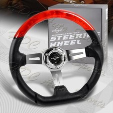 W-power 13.5 Red Crystal Bubbleleather 6-hole Chrome 3-spoke Steering Wheel W-power 13.5 Red Crystal Bubbleleather 6-hole Chrome 3-spoke Steering Wheel