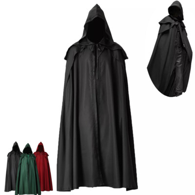 Gothic Men Hooded Cloak Medieval Warrior Cloak Halloween Elven