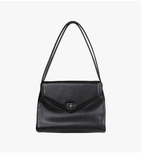 Vintage Chanel black caviar 1997 CC shoulder flap bag