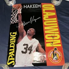 Hakeem “The Dream” Olajuwon Spalding Vintage 90s Signed Poster 18x24