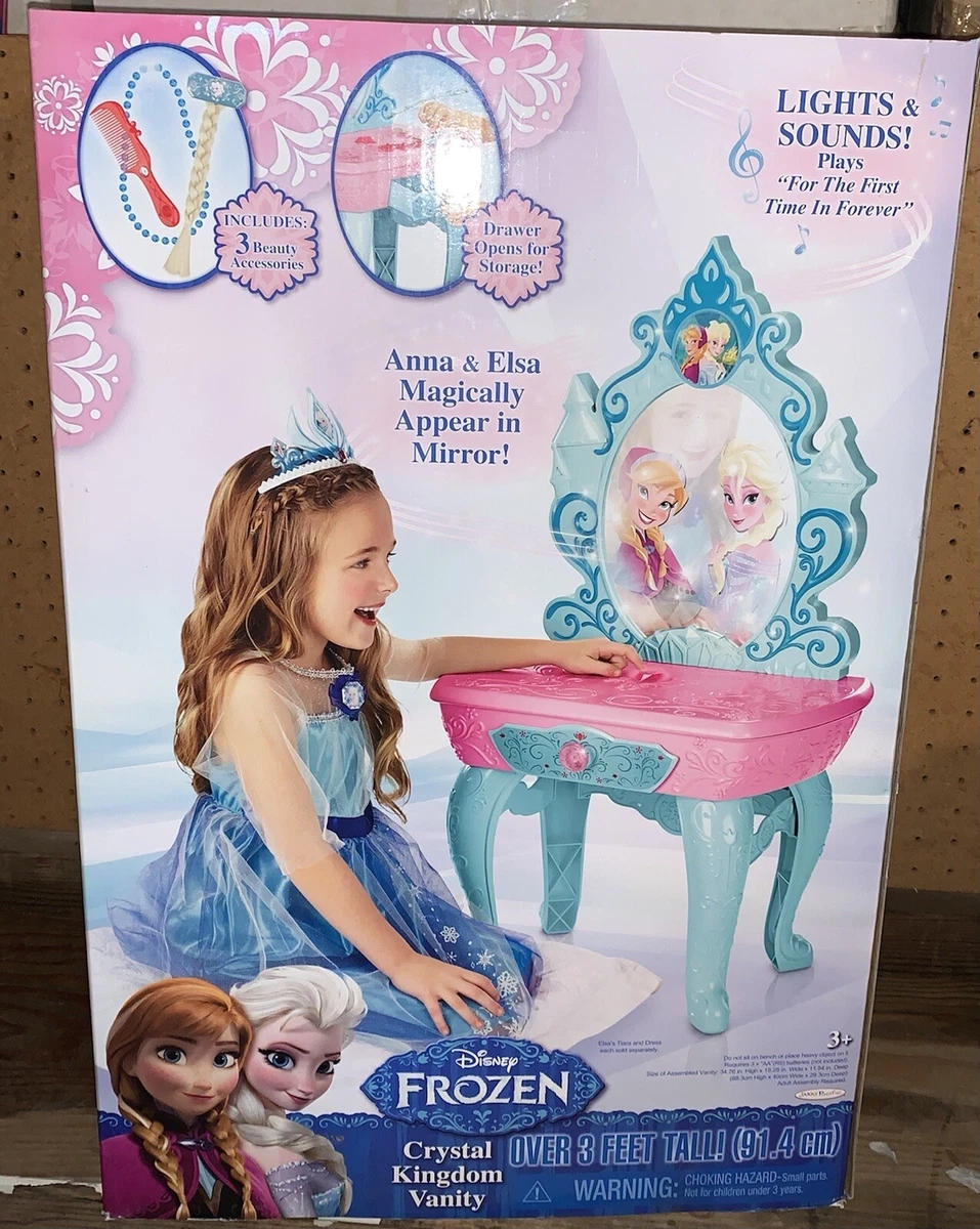 Disney Frozen Crystal Kingdom Vanity with 3 Beauty Accessories Mirror Anna Elsa