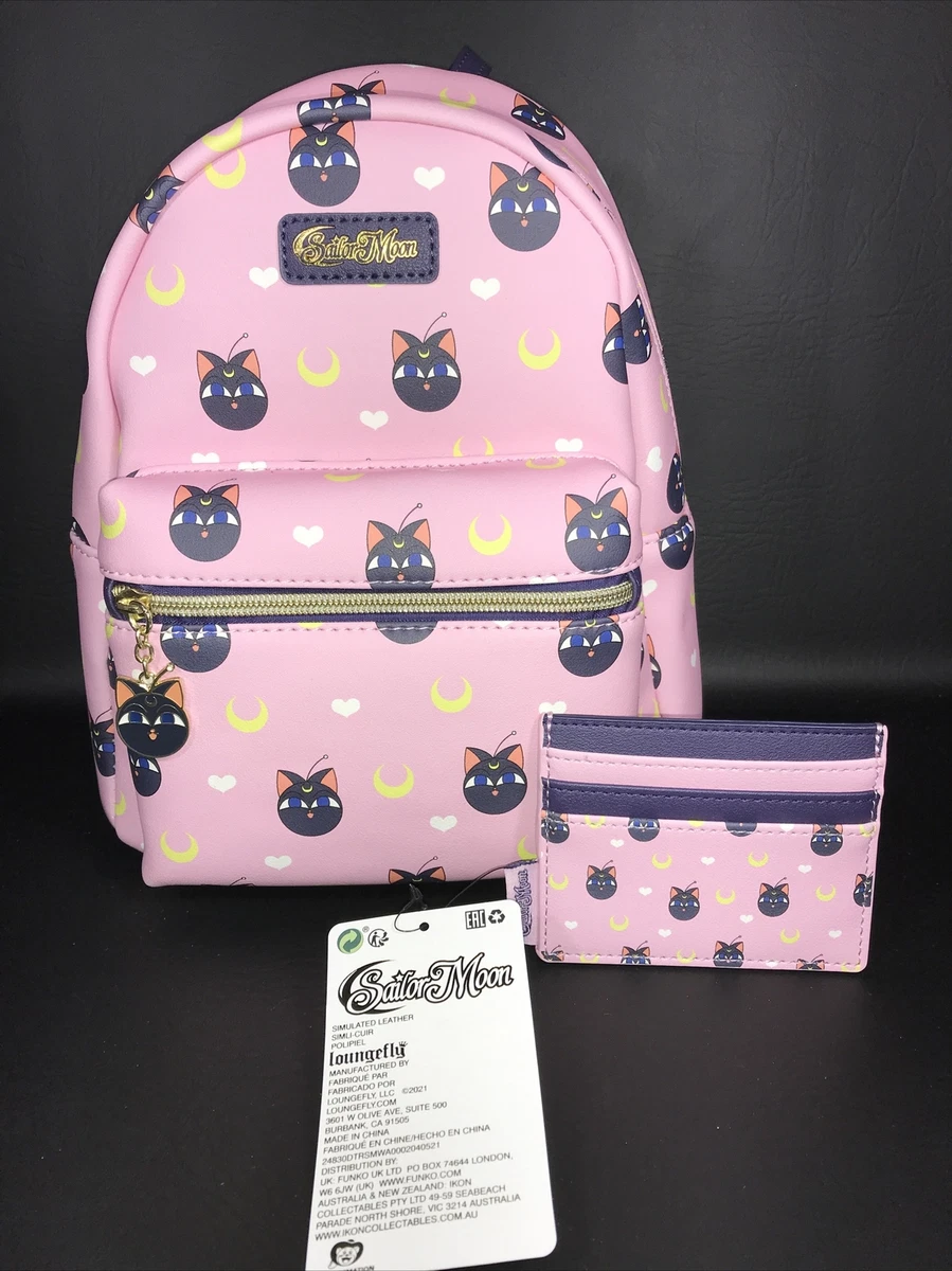 New! Loungefly Sailor Moon Pink Luna Mini Backpack u0026 Cardholder | eBay