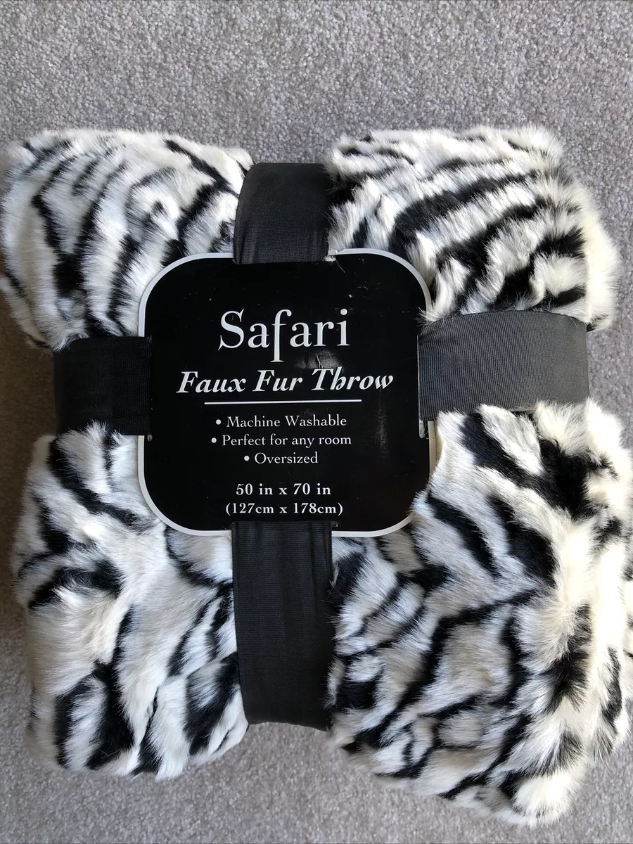Animal print faux fur throw sale