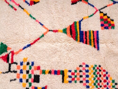 5x8 Handmade Moroccan Large white Area Rug Azilal Wool Beni White Living room - Picture 8 of 10