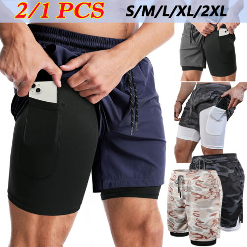 2/1PCS Mens Summer Outdoor Training Shorts Quick Dry Pants Sports Fitness Shorts
