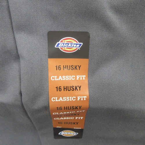 Dickies Boys Flat Front Pants 16 Husky Charcoal Gray Classic Fit Straight LegNew - Picture 2 of 11