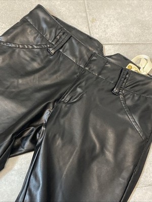 Exquisite ital Lederhose PU Röhre Hose MET Trouser Black Leather 25 XXS 32 34