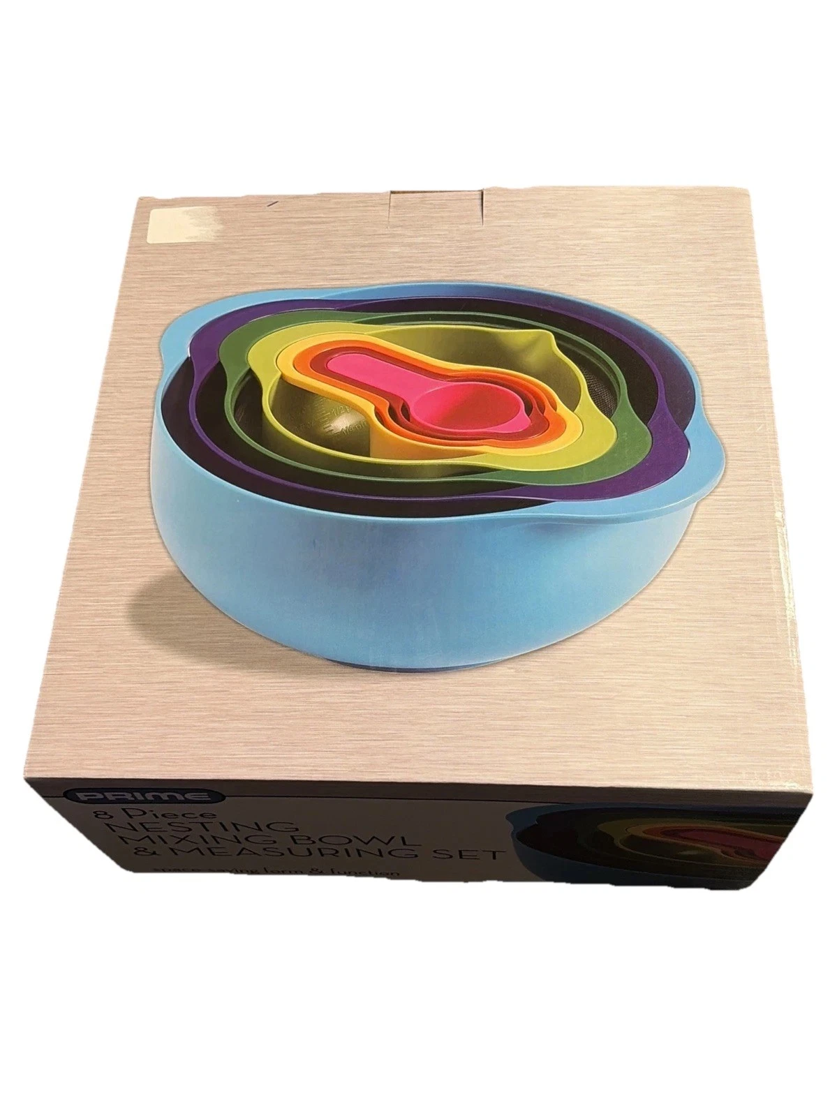 Prime Nest 8-Pc. Prep Set Multi-Color Nesting Bowl Measuring Cup + More NEW