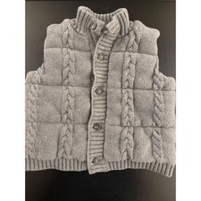 Janie and Jack Toddler Insulated Cable-Knit Puffer Vest 2T Gray Lined Outerwear