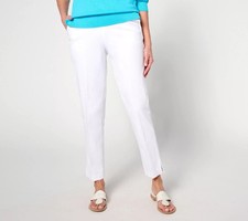 Isaac Mizrahi Live 24/7 Stretch Icon Ankle Pants Bright White 18W New