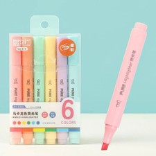 6x Assorted Highlighter Pens Bright Fluorescent Pen Colours Drawing Highlighters