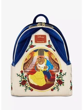 Loungefly Disney Beauty and the Beast Belle and Beast Velvet Mini Backpack