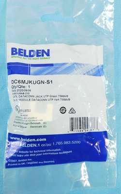DC6MJKUGN-S1 Belden DataConnect CAT6 UTP Keystone Jack, T568 A/B - Green