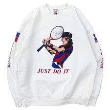 Vintage 90 Grand Slam Tennis Court Sweatshirt Agassi Just Do It USA Made XL Nike