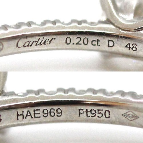 CARTIER Pt950 Etincelle de Solitaire Anillo N4744248 Diamante 0.20ct #4.75US ... - Imagen 5 de 8