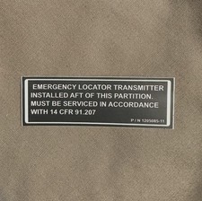 Cessna Emergency Locator Transmitter (ELT) Placard - Part # 1205085-11 - New