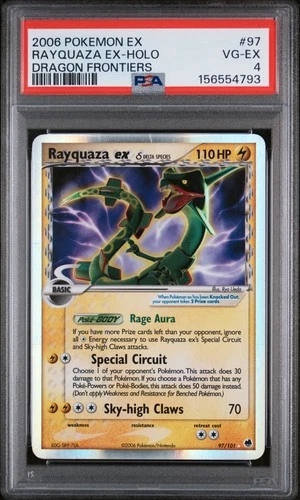 2006 POKEMON EX DRAGON FRONTIERS #97 RAYQUAZA EX-HOLO PSA 4