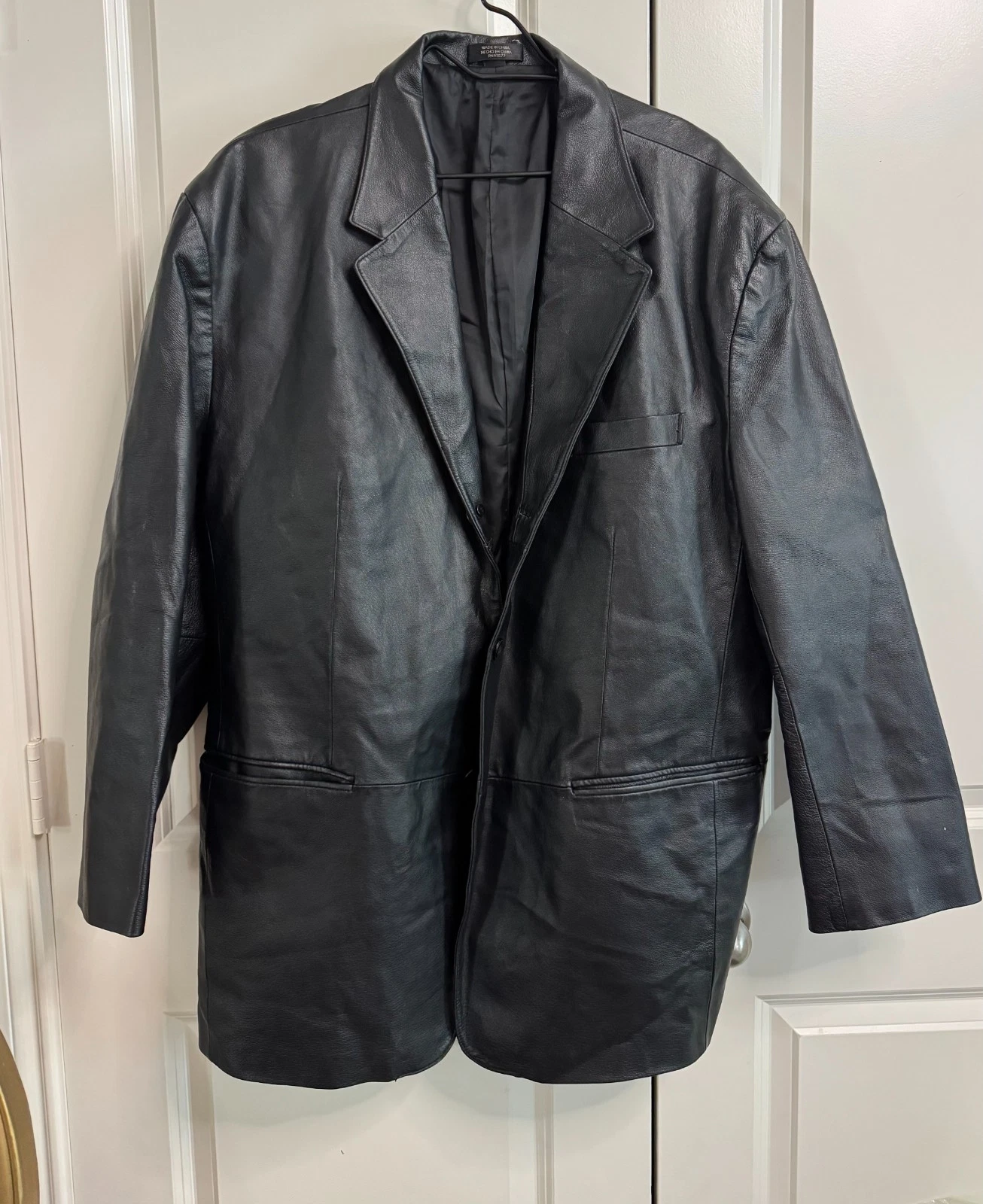 J. Ferrar Men's Black Leather Blazer Jacket 2XL Button with Front Pockets - product detail image 3