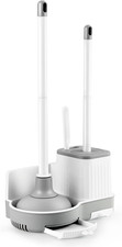 Toilet Brush and Plunger Set, 3 in 1 Toilet Bowl Brush and Holder with Crevice C