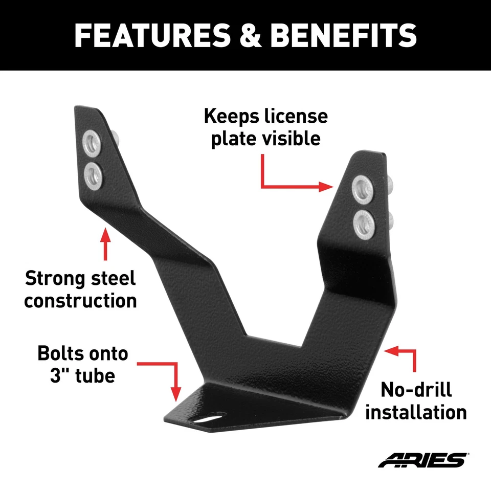 ARIES 35-0000 3-Inch Bull Bar License Plate Bracket Foto 3 de 4