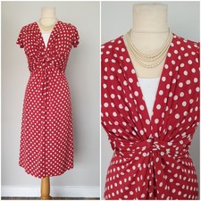 Vintage WW2 Land girl 1940s Style Red Polka Dot Tea Dress Size 12 Twinwood 