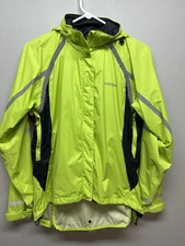 Men’s Small Trek Galaway Neon Yellow Rain Cycling Jacket  hood Pocket Packable