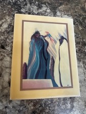 Azulejo de cristal vintage 6x8 pieza de arte "toque suave" firmado por Bill Rabbit Cherokee
