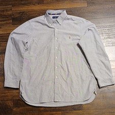 Ralph Lauren Gray Solid Long Sleeve Button-Down Cotton Shirt Men's Size XL