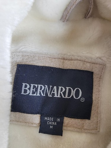 Chaqueta Bernardo para mujer mediana beige imitación piel de oveja forrada abrigo de cuero genuino - Imagen 2 de 11