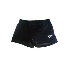 GK Elite Adult SMALL Gymnastics Cheer SHORTS Solid Black Velvet Velour