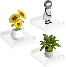 Small Floating Shelf, 6 X 6 Inches Farmhouse Wall Shelves for 6", White 